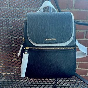NWT Calvin Klein Reyna Backpack Purse - Black w/ Gold